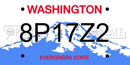 8P17Z2 Washington License Plate