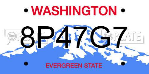 8P47G7 Washington License Plate