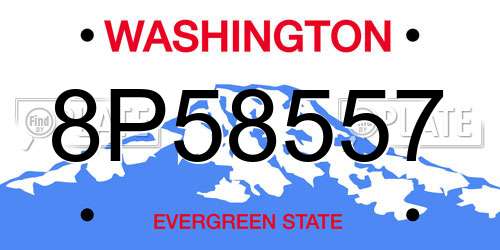 8P58557 Washington License Plate