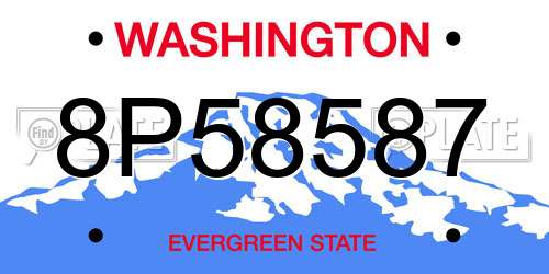 8P58587 Washington License Plate
