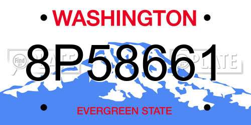 8P58661 Washington License Plate