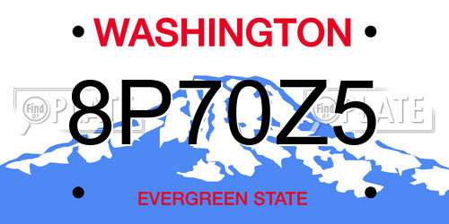 8P70Z5 Washington License Plate