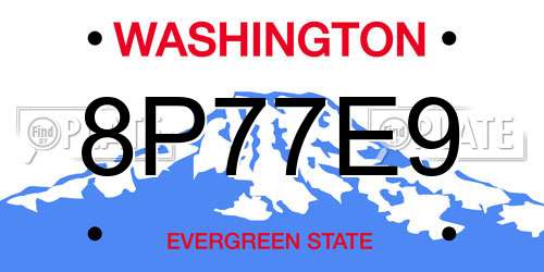 8P77E9 Washington License Plate