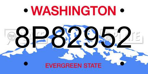 8P82952 Washington License Plate