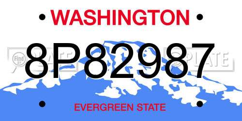 8P82987 Washington License Plate