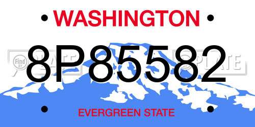 8P85582 Washington License Plate