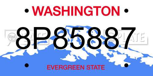 8P85887 Washington License Plate
