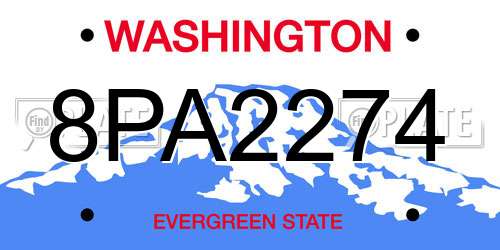 8PA2274 Washington License Plate