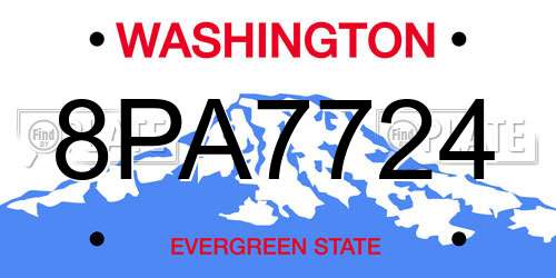8PA7724 Washington License Plate