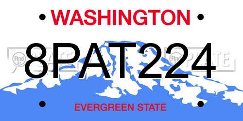 8PAT224 Washington License Plate