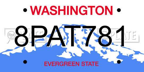 8PAT781 Washington License Plate