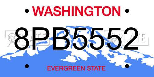 8PB5552 Washington License Plate