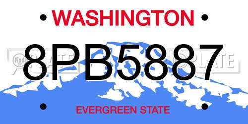 8PB5887 Washington License Plate
