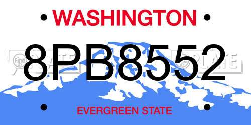 8PB8552 Washington License Plate