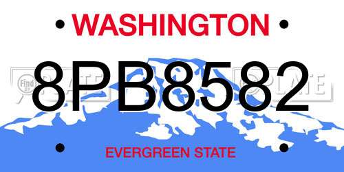 8PB8582 Washington License Plate