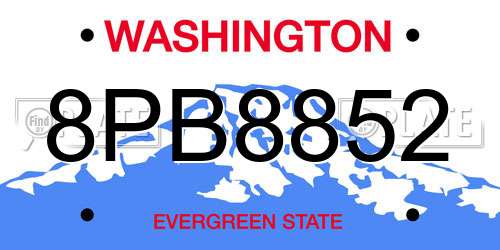 8PB8852 Washington License Plate