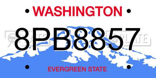 8PB8857 Washington License Plate