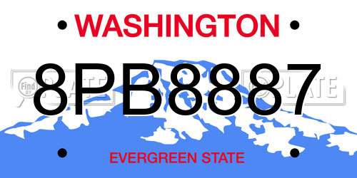 8PB8887 Washington License Plate