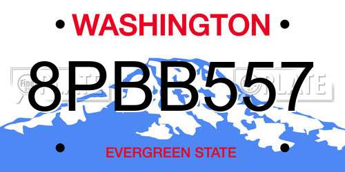8PBB557 Washington License Plate