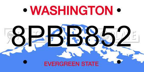 8PBB852 Washington License Plate