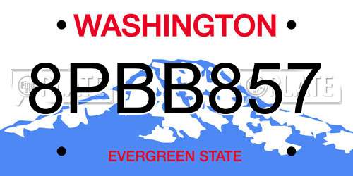 8PBB857 Washington License Plate