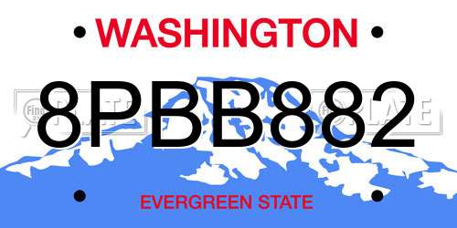 8PBB882 Washington License Plate
