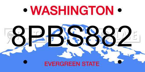 8PBS882 Washington License Plate