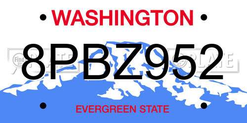 8PBZ952 Washington License Plate