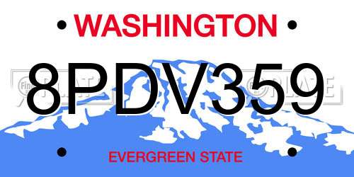 8PDV359 Washington License Plate