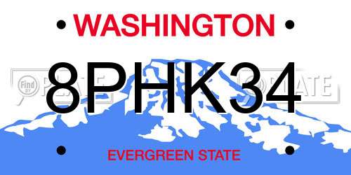 8PHK34 Washington License Plate