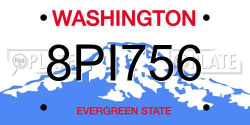 8PI756 Washington License Plate