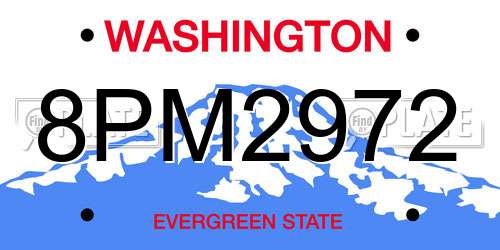 8PM2972 Washington License Plate