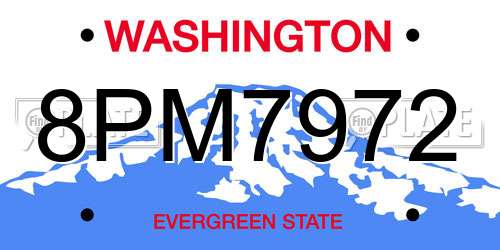 8PM7972 Washington License Plate
