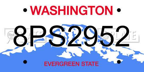8PS2952 Washington License Plate