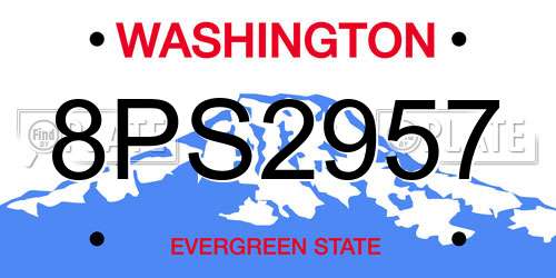 8PS2957 Washington License Plate