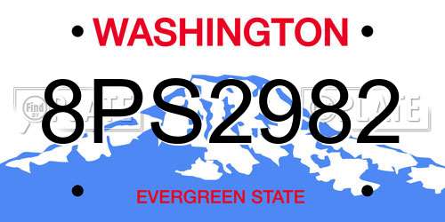 8PS2982 Washington License Plate