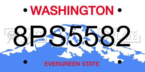 8PS5582 Washington License Plate
