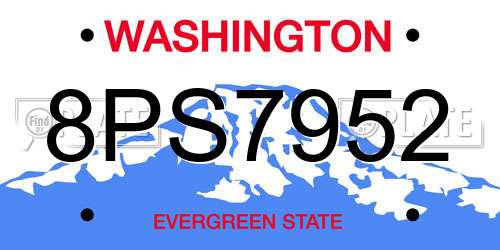 8PS7952 Washington License Plate