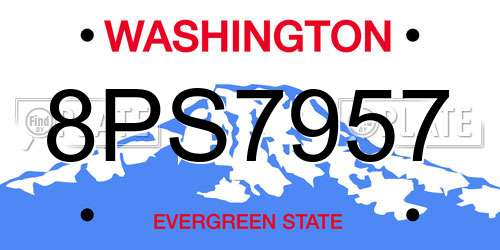 8PS7957 Washington License Plate