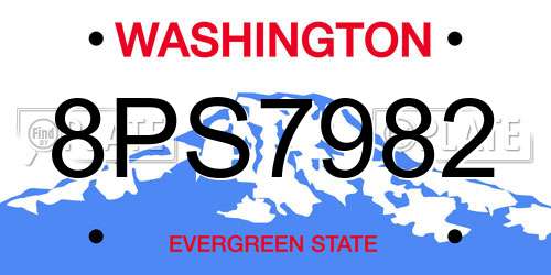 8PS7982 Washington License Plate