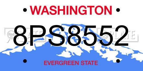 8PS8552 Washington License Plate