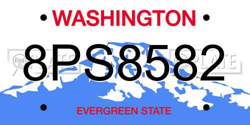 8PS8582 Washington License Plate