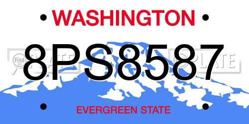 8PS8587 Washington License Plate