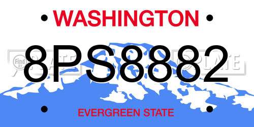 8PS8882 Washington License Plate