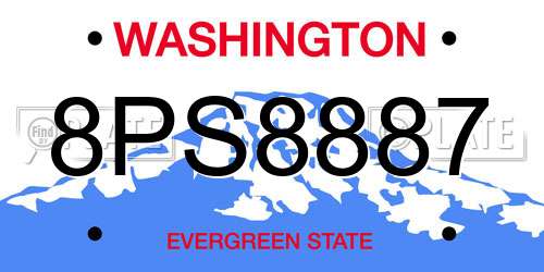 8PS8887 Washington License Plate