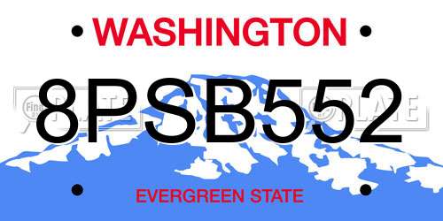 8PSB552 Washington License Plate