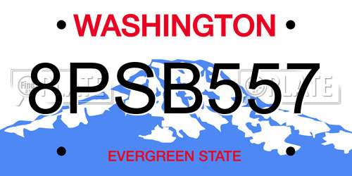 8PSB557 Washington License Plate