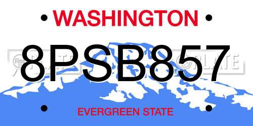 8PSB857 Washington License Plate