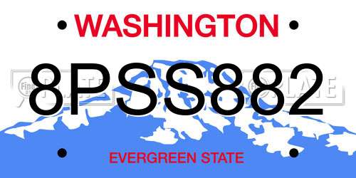 8PSS882 Washington License Plate