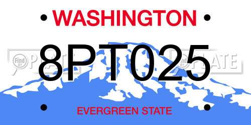 8PT025 Washington License Plate